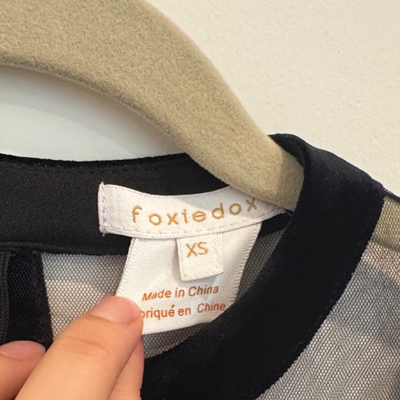 Anthropologie Black Velvet Blouse with Sheer Detail - Picture 2 of 4